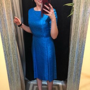 Gorgeous Vintage Silk/ Satin Blue Rose Dress